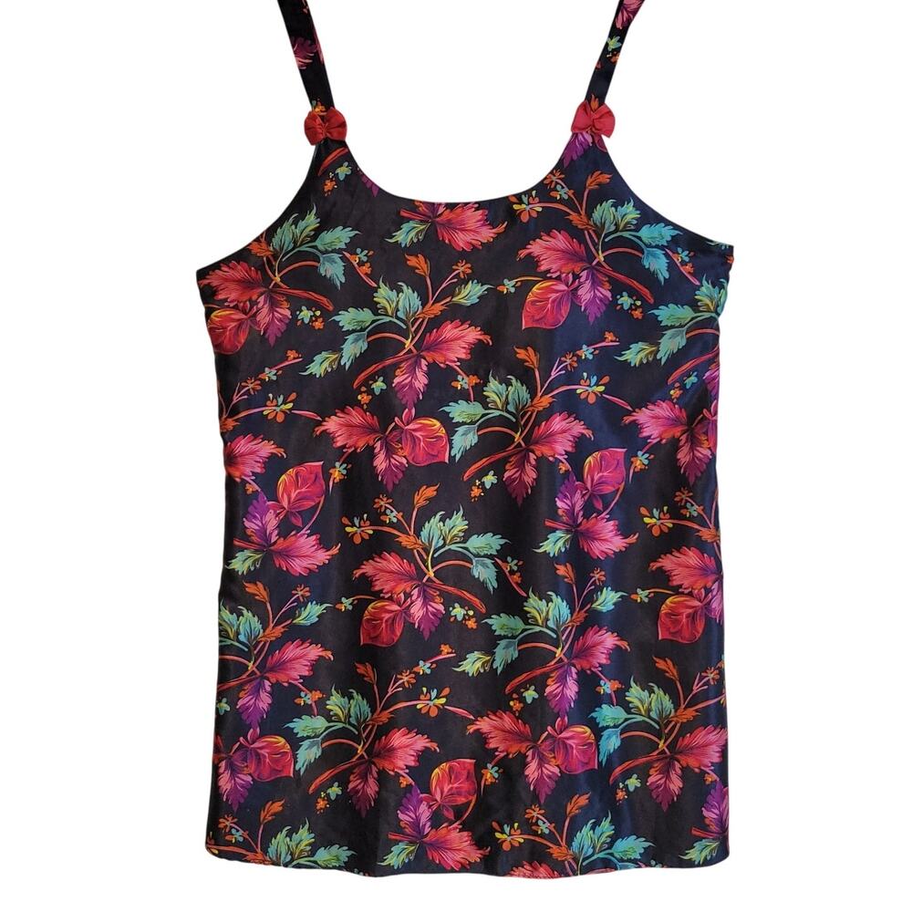 Vintage Sante Classics Floral Mini Slip Dress Chemise Lingerie Bows Size XL‎